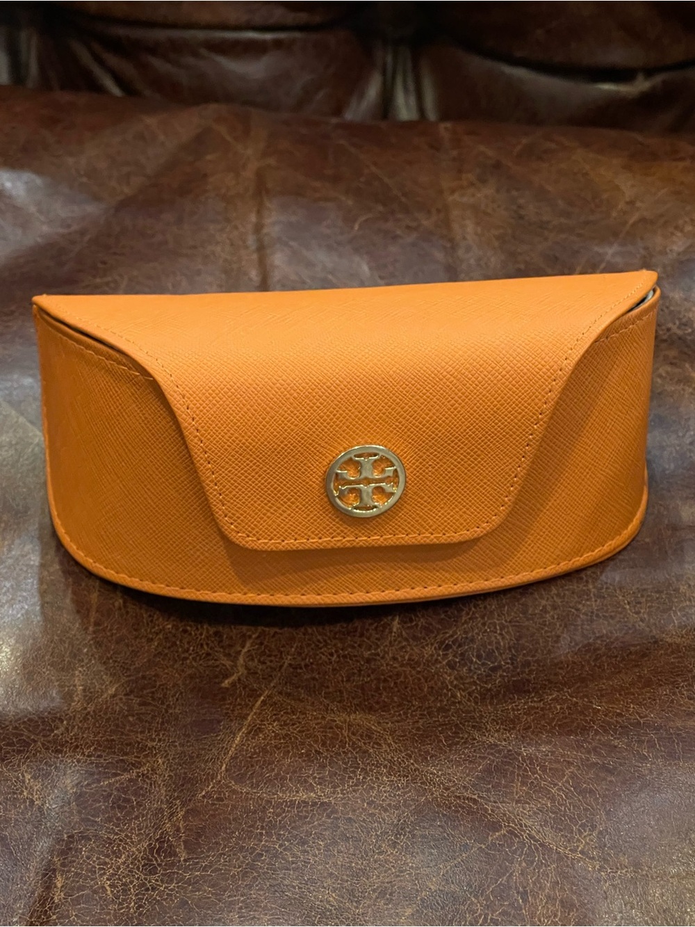 Tory Burch orange oversized sunglass case GUC